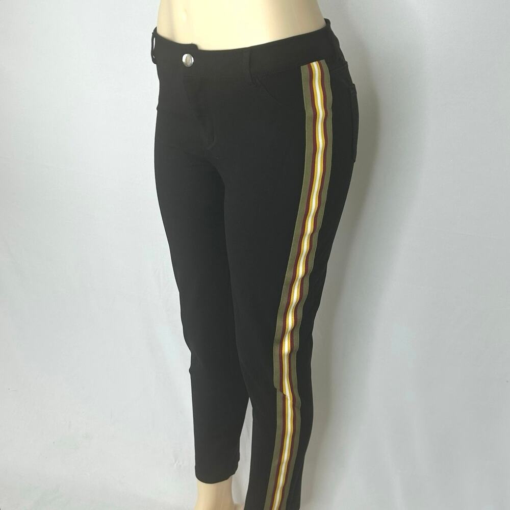 Shinestar Black Stripe Pants FSU Color Side Stripe Stretch Skinny Pants XL